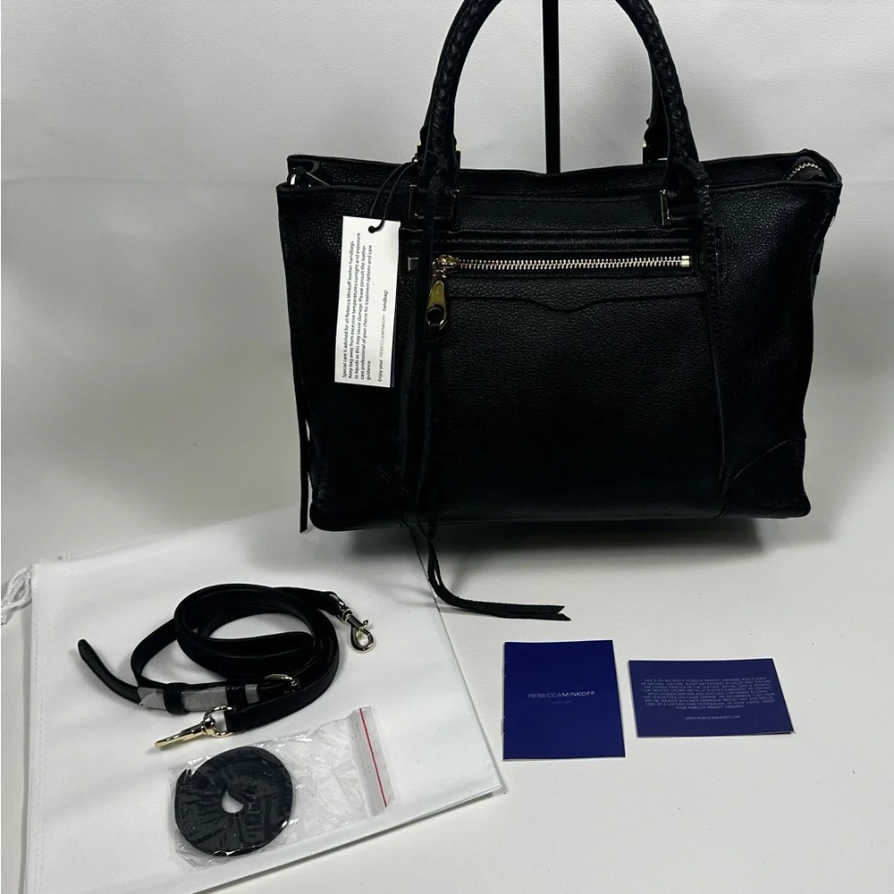 Rebecca Minkoff Regan Black Leather Tote/Satchel Top Handle Bag NEW WITH TAGS! - Picture 8 of 10